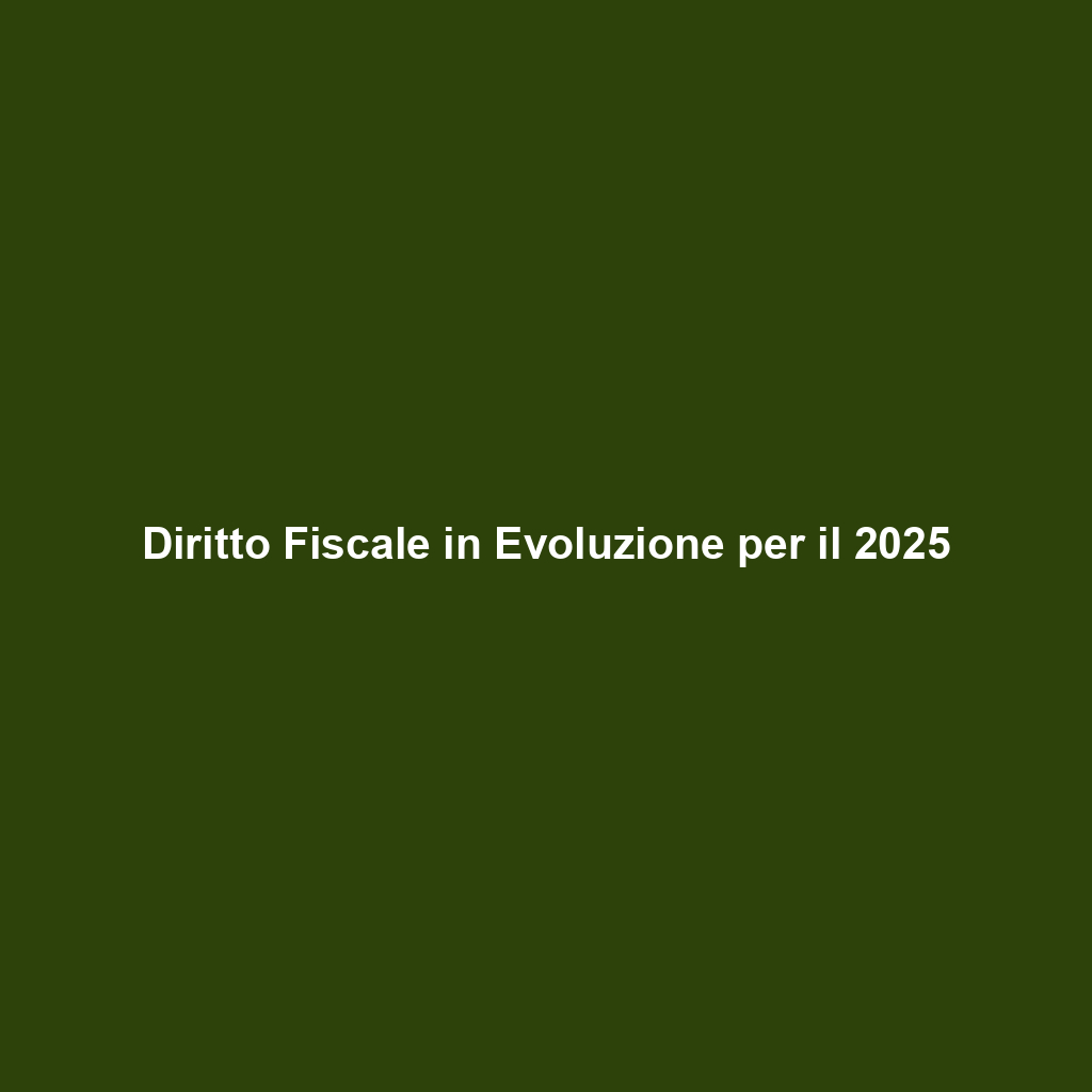 Diritto Fiscale in Evoluzione per il 2025