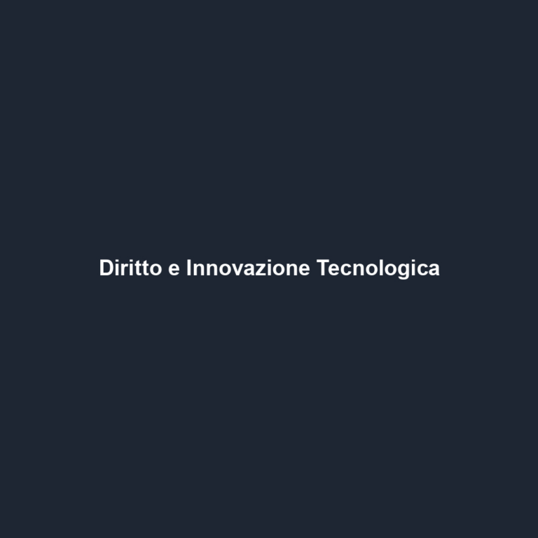 Diritto e Innovazione Tecnologica