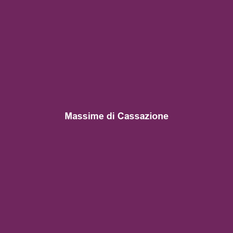 Massime di Cassazione