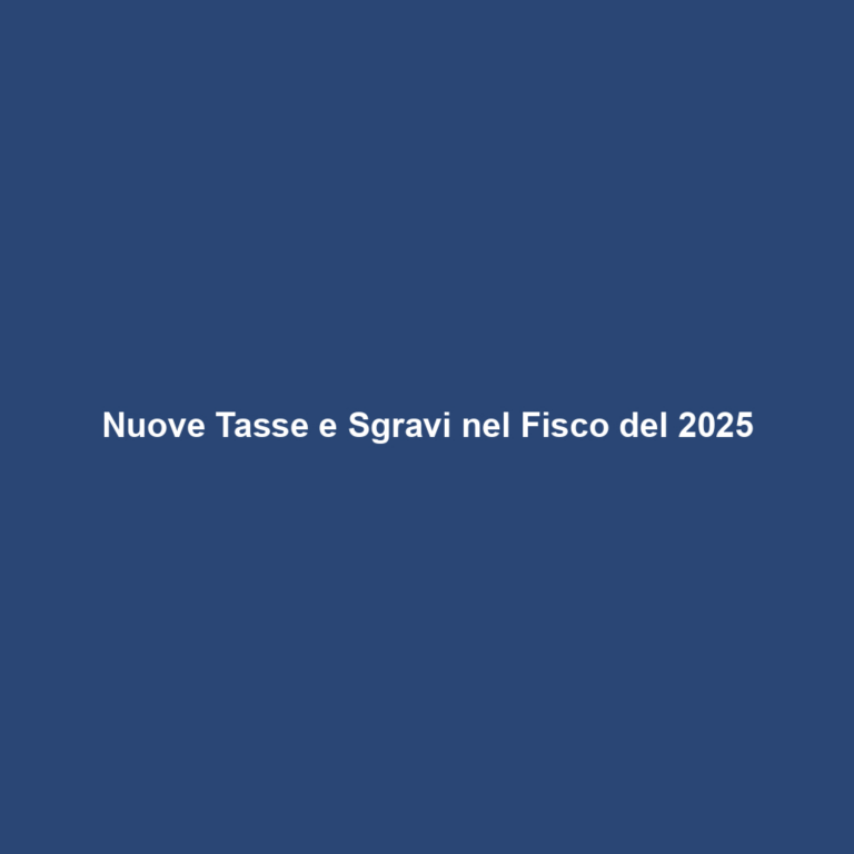 Nuove Tasse e Sgravi nel Fisco del 2025